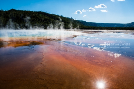 Reflections on Grand Prismatic Spring, Yellowstone